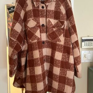 Anthropologie Brown and Cream Teddy Shacket